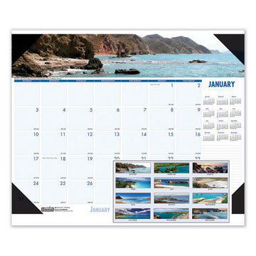 House of Doolittle™ Earthscapes Recycled Monthly Desk Pad Calendar, Coastlines Photos, 22 X 17, Black Binding-corners,12-month (jan-dec): 2022 freeshipping - TVN Wholesale